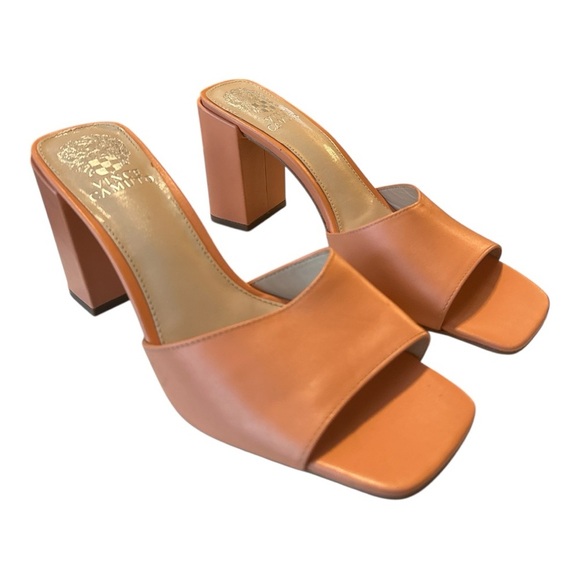 Vince Camuto Block Heel Slide Sandals | Size 8M | Cantaloupe Orange | New - Picture 1 of 9